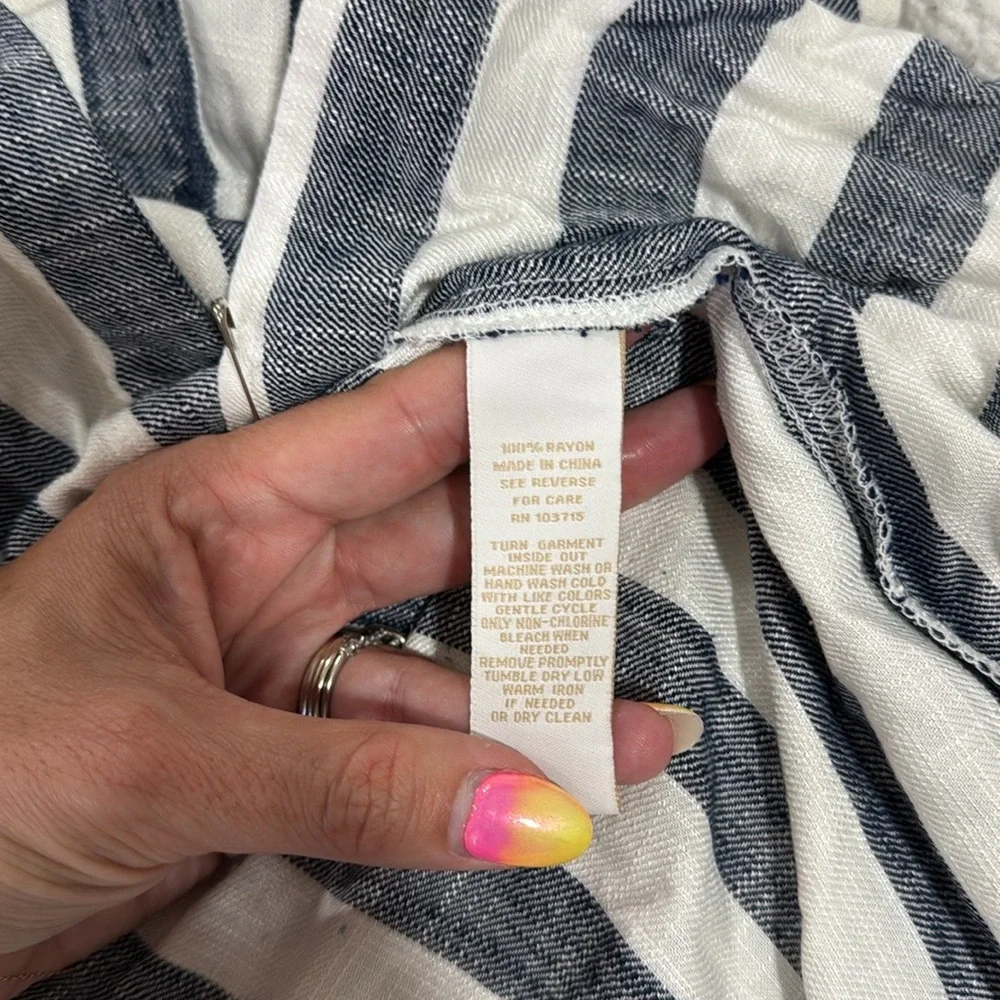 Hope & Harlow blue and White button down Striped Midi shirt Dress size 8 - Picture 7 of 8